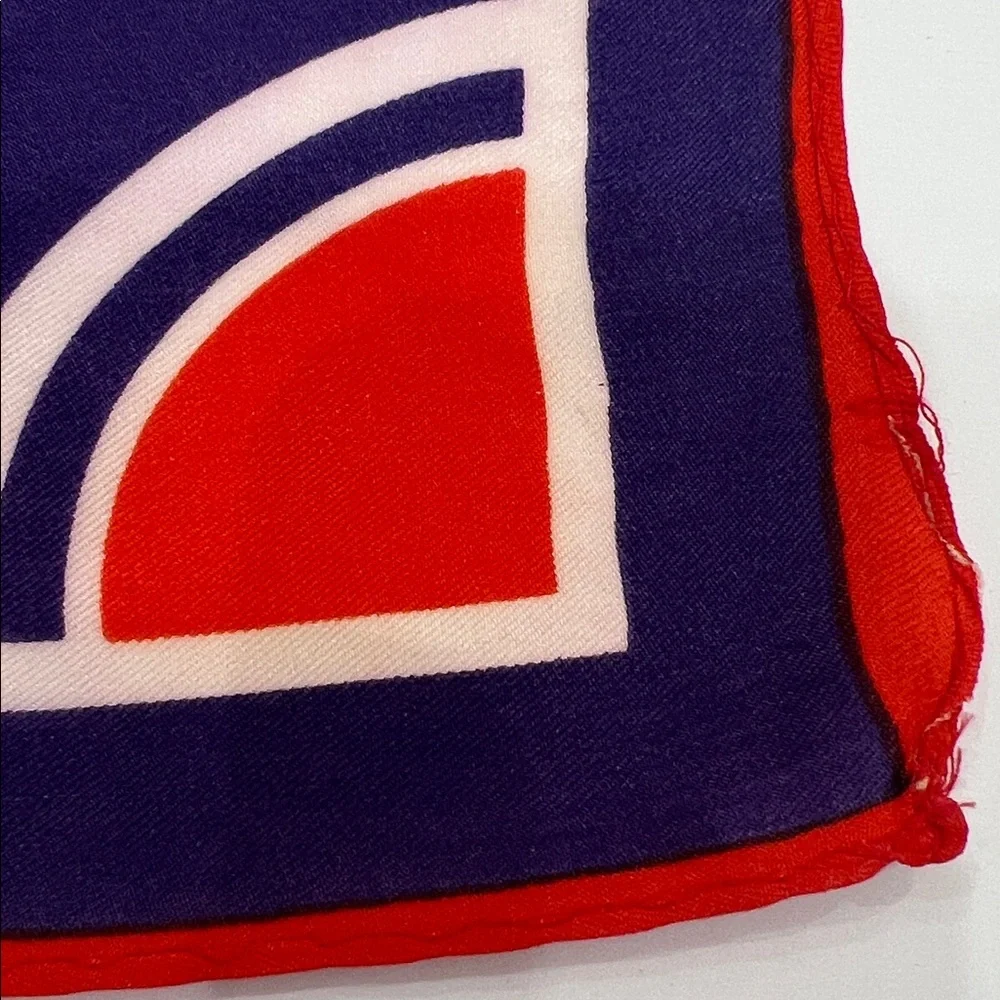 Vintage Vera Neumann Square Geometric Red and Blue Scarf 23” Square circles